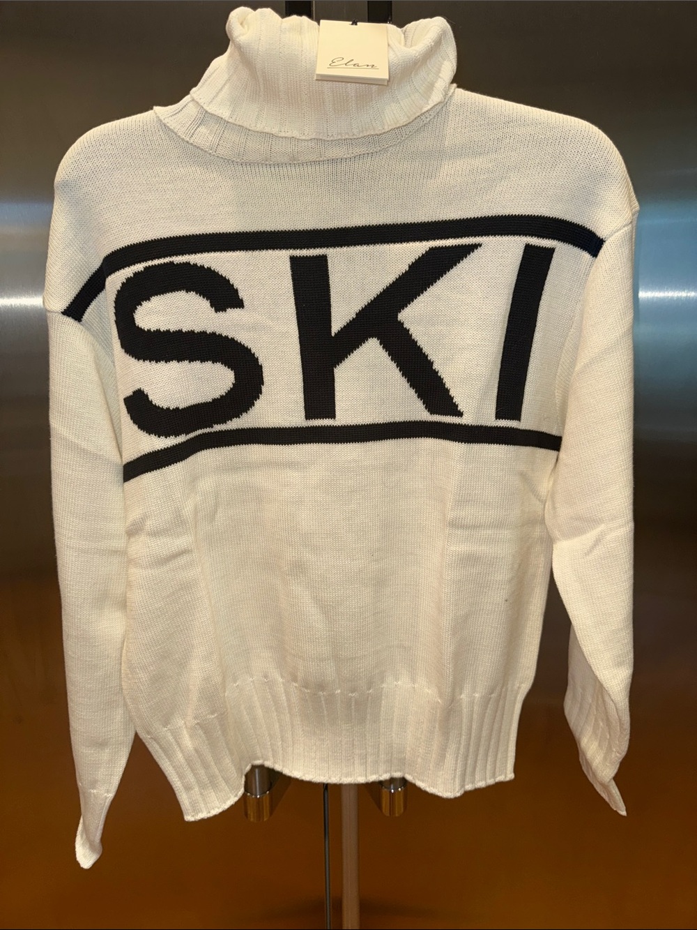 Elan White & Black 'SKI' Turtleneck Sweater